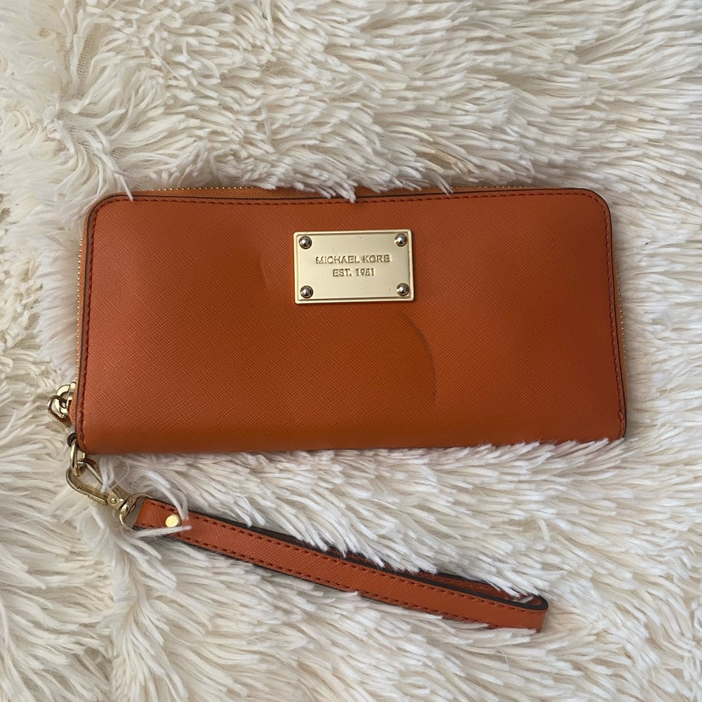 Michael Kors Orange Saffiano Leather Wallet